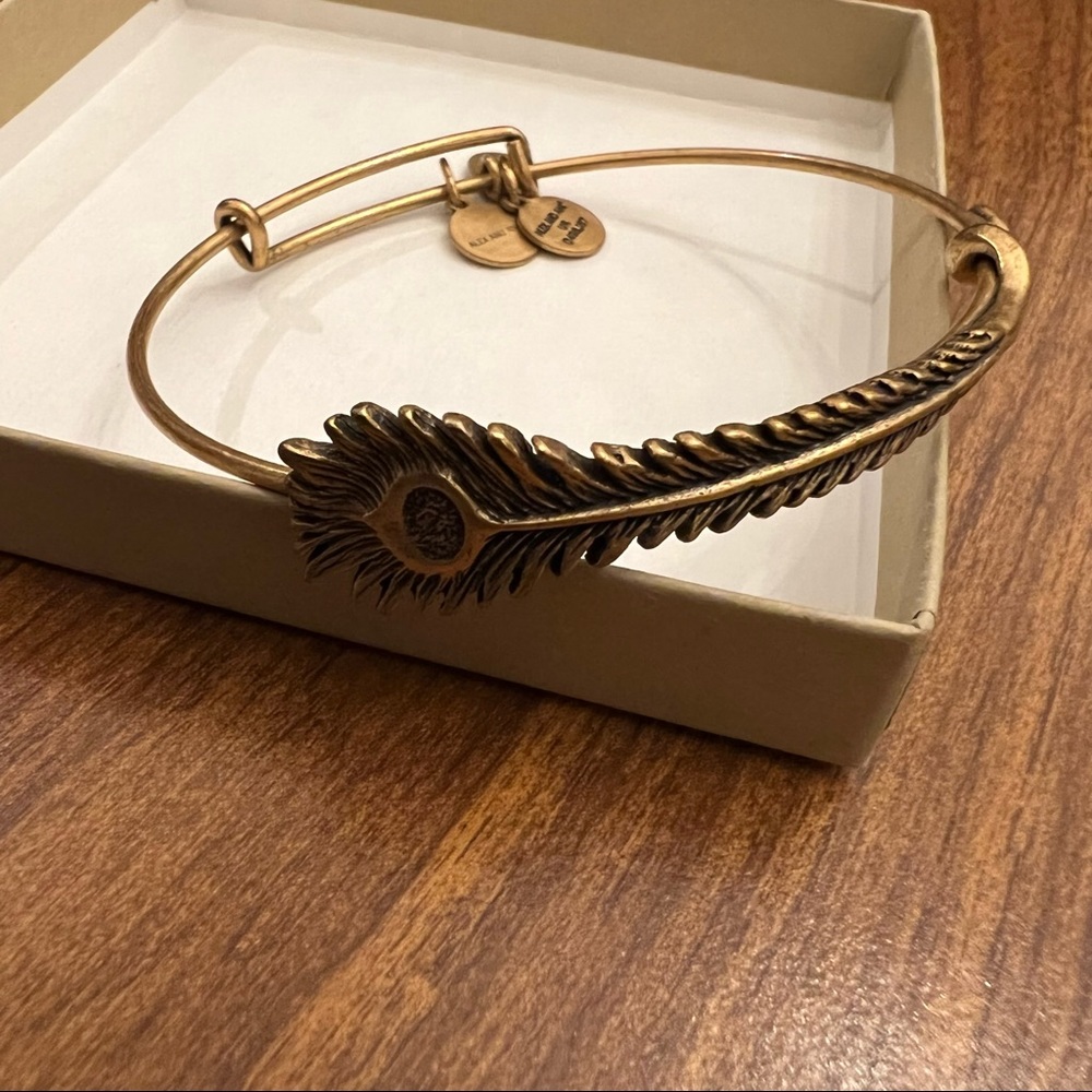 Alex and Ani gold bangle - eye of phoenix feather wrap around